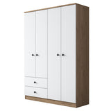 Kledingkasten - Kledingkast Walnoot Wit Melamine - Hang en leg - 120x170x42,5 cm - Aspen - Dimehouse