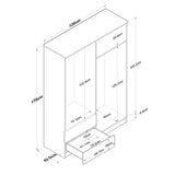 Kledingkasten - Kledingkast Walnoot Wit Melamine - Hang en leg - 120x170x42,5 cm - Aspen - Dimehouse