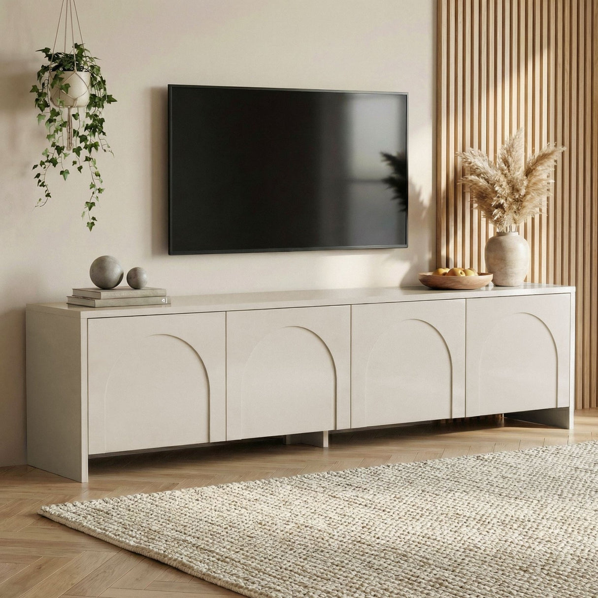 Mueble TV Aurelia crema 180 cm madera melaminada