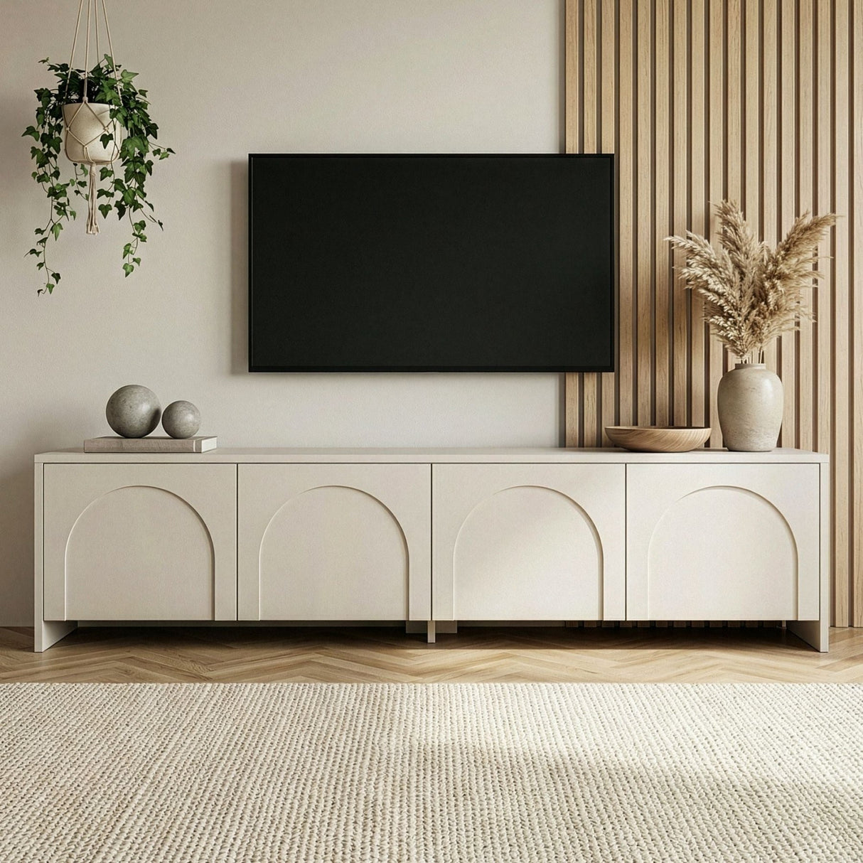Mueble TV Aurelia crema 180 cm madera melaminada