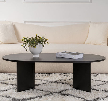 Mesa de centro ovalada Melamina negra - Japandi - 119x60 cm - Sota