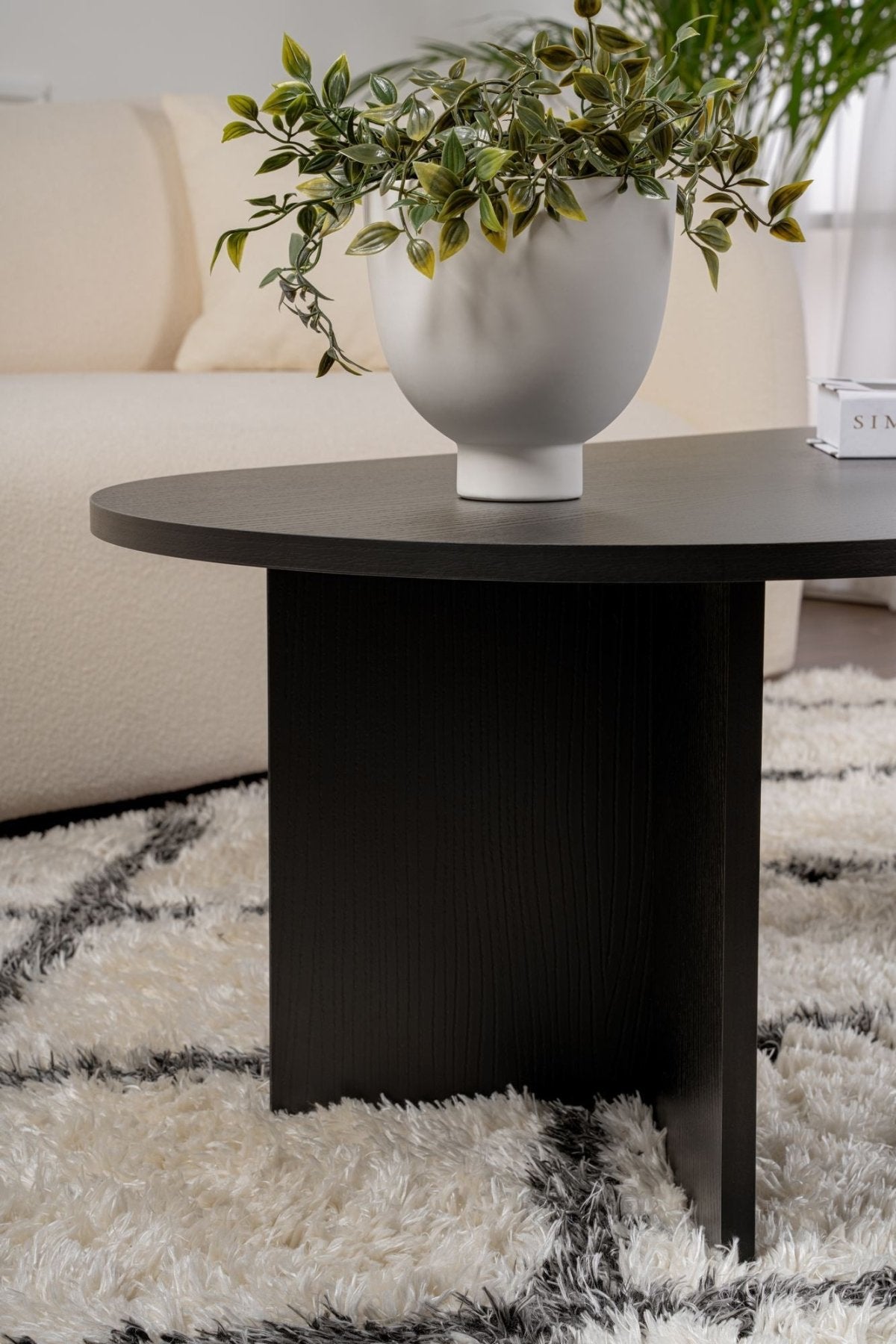 Salontafels - Ovale salontafel Zwart melamine - Japandi - 119x60 cm - Sota - Dimehouse