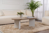 Salontafels - Salontafel walnoot wit melamine boogvorm Koda 119x60 cm - Dimehouse