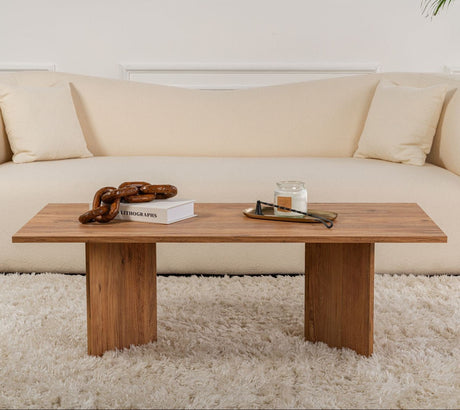 Salontafels - Rechthoekige Salontafel Siban Atlantisch Dennenhout look - 119x60 cm - Dimehouse