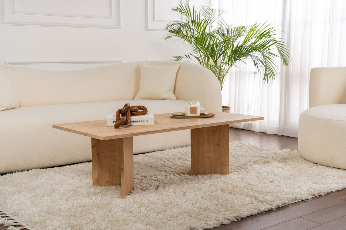 Salontafels - Rechthoekige Salontafel Siban Sapphire Eikenhout look - 119x60 cm - Dimehouse