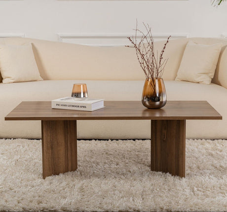 Salontafels - Rechthoekige Salontafel Siban Walnoothout look - 119x60 cm - Dimehouse