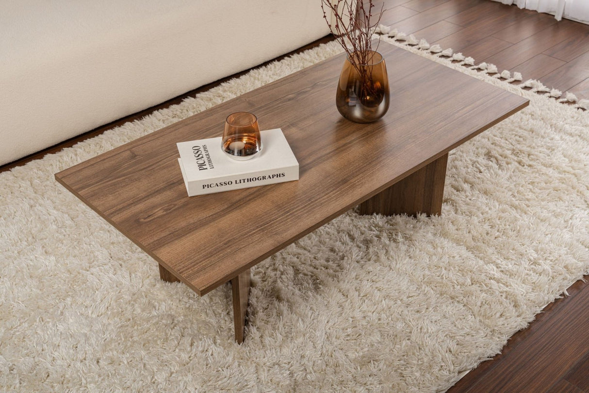 Salontafels - Rechthoekige Salontafel Siban Walnoothout look - 119x60 cm - Dimehouse