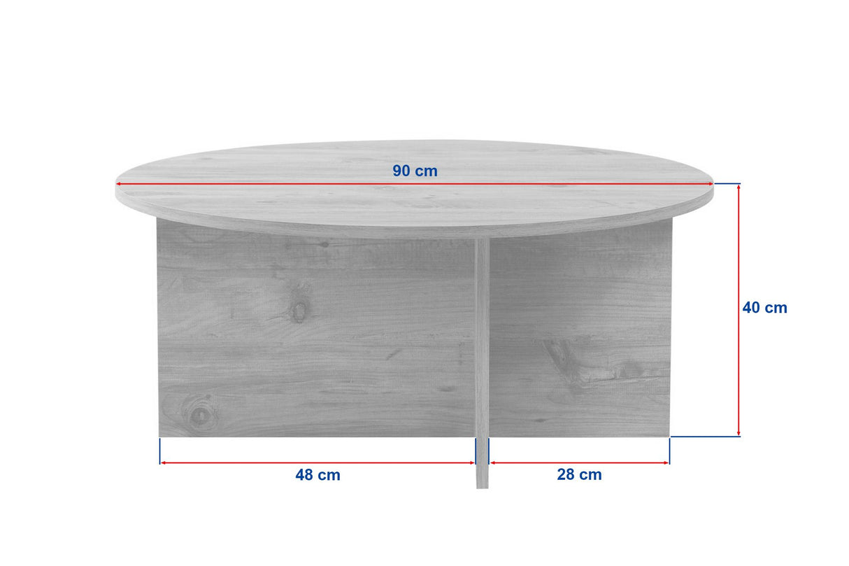 Ronde salontafel Dakota eiken melamine 90x90x40 cm