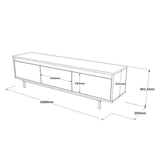 TV Meubels - TV Meubel Maya Zilver Zwart Melamine 160x45,2x35,5 cm - Dimehouse