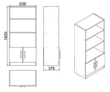 Boekenkasten - Boekenkast Aventur Walnoot Antraciet Melamine 63,6x140x37,6 cm - Dimehouse