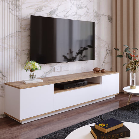 Muebles de TV Salerno Atlantic Pine Wit Melamine 180x44.6x44.5 cm