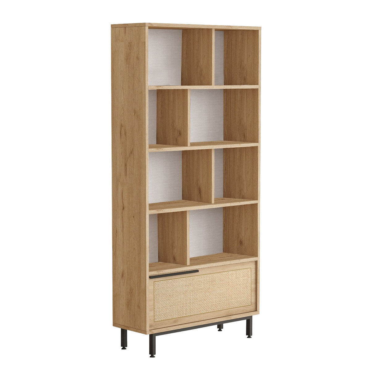 Boekenkasten - Boekenkast Kosmos Walnoot Eik Melamine 83,9x175,6x29,5 cm - Dimehouse