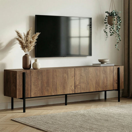 Mueble TV Nexus aspecto roble negro 180 cm Aspecto roble Kafkas / Madera revestida de melamina Negro