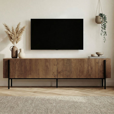 Mueble TV Nexus aspecto roble negro 180 cm Aspecto roble Kafkas / Madera revestida de melamina Negro