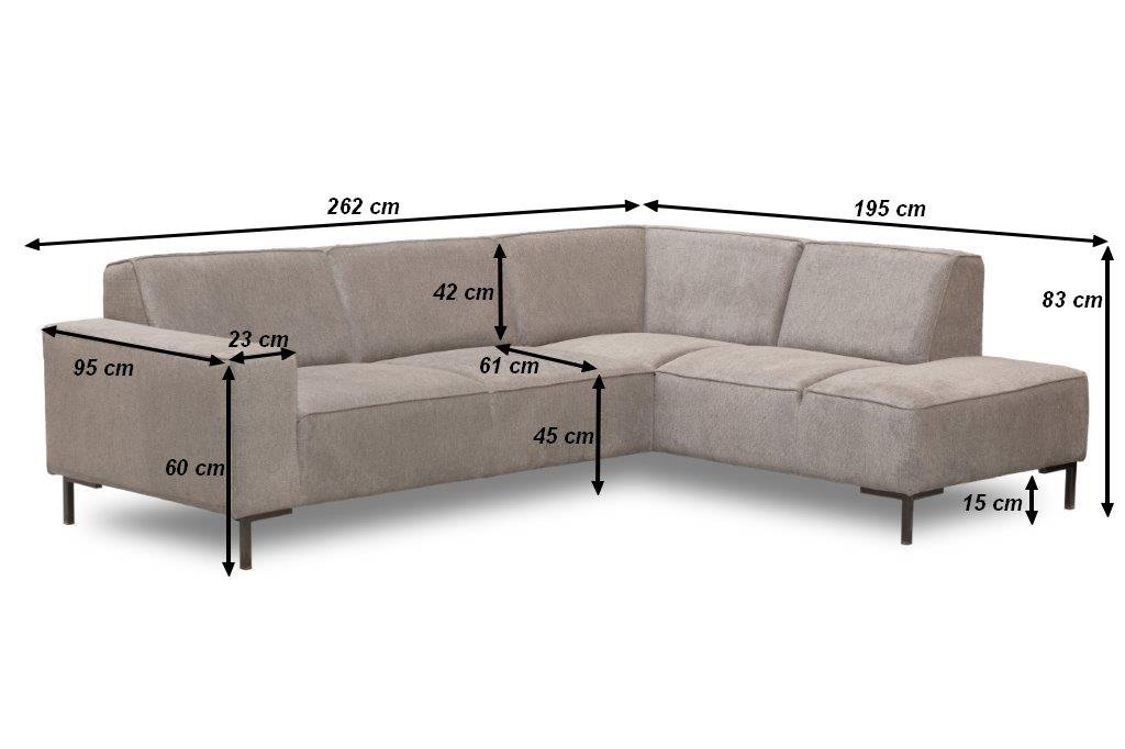 Sofá esquina de chenilla taupe tapizada Ravi – derecha 