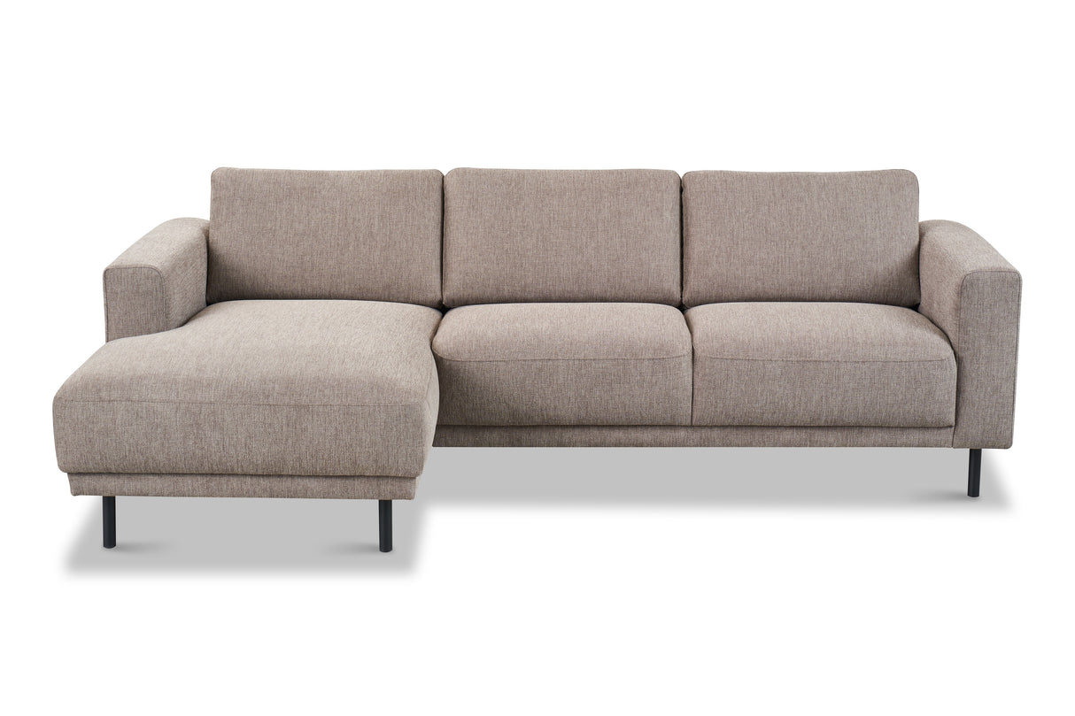 Moderne Hoekbank Links Taupe Stof Aniko met Chaise Longue 238x142x78 cm