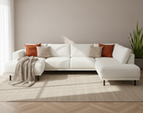 Moderne U-Bank Hoekbank Rechts Beige Stof Aniko 310x197x78 cm