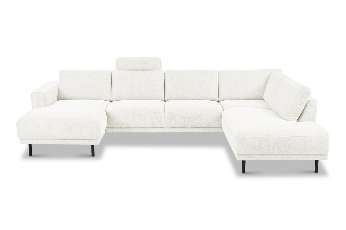 Moderne U-Bank Hoekbank Rechts Beige Stof Aniko 310x197x78 cm