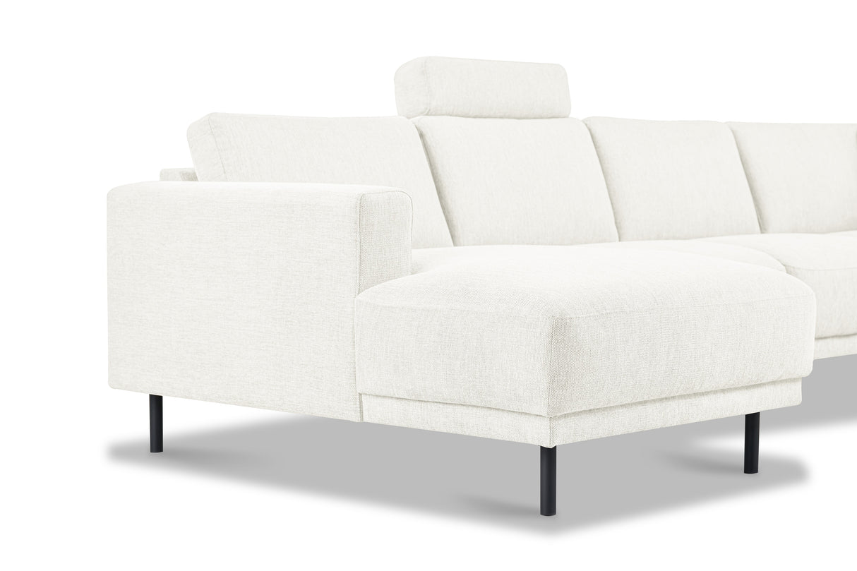 Moderne U-Bank Hoekbank Rechts Beige Stof Aniko 310x197x78 cm