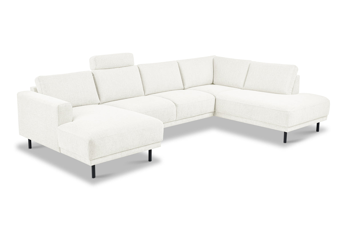 Moderne U-Bank Hoekbank Rechts Beige Stof Aniko 310x197x78 cm