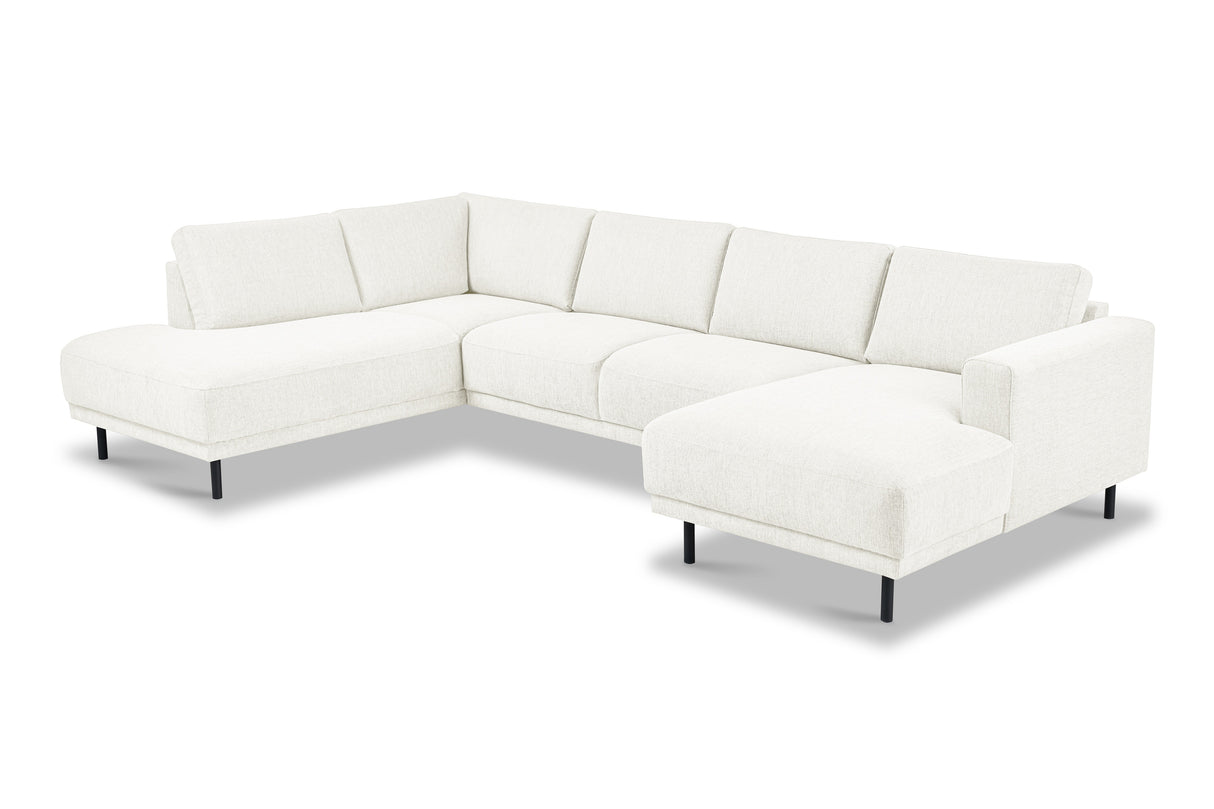 Moderne U-Bank Hoekbank Rechts Beige Stof Aniko 310x197x78 cm