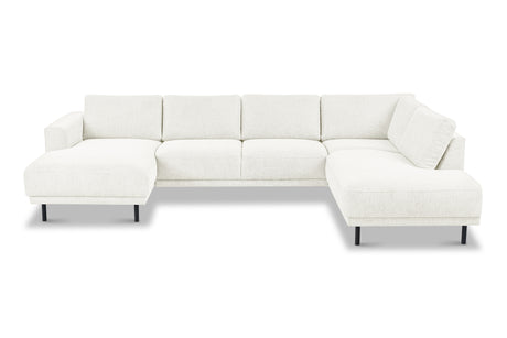 Moderne U-Bank Hoekbank Rechts Beige Stof Aniko 310x197x78 cm