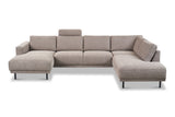Moderne U-Bank Hoekbank Rechts Taupe Stof Aniko 310x197x78 cm