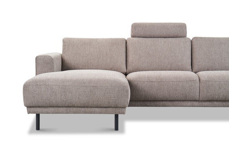 Moderne U-Bank Hoekbank Rechts Taupe Stof Aniko 310x197x78 cm