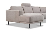 Moderne U-Bank Hoekbank Rechts Taupe Stof Aniko 310x197x78 cm