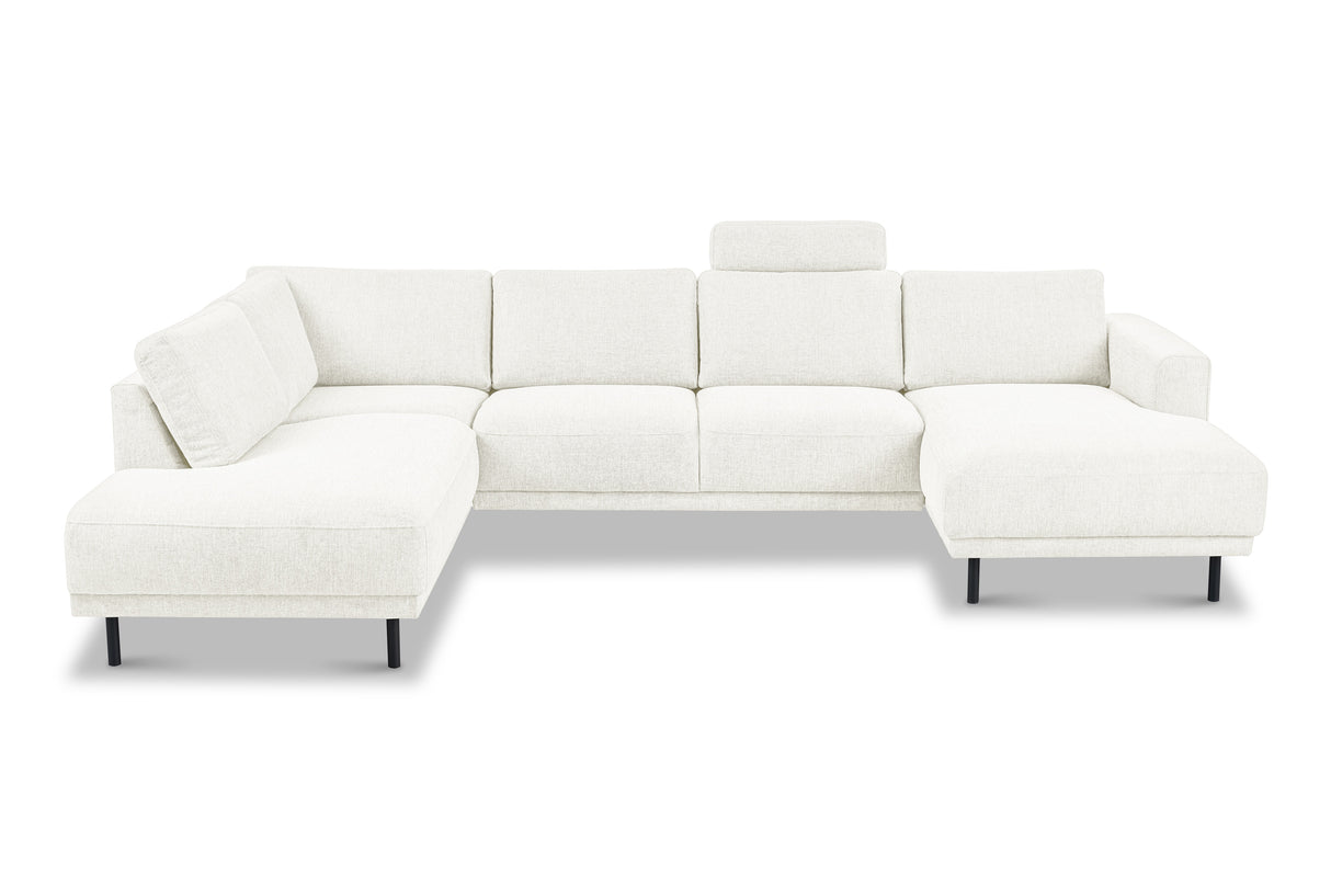 Moderne U-Bank Hoekbank Links Beige Stof Aniko 310x197x78 cm