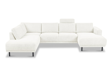 Moderne U-Bank Hoekbank Links Beige Stof Aniko 310x197x78 cm