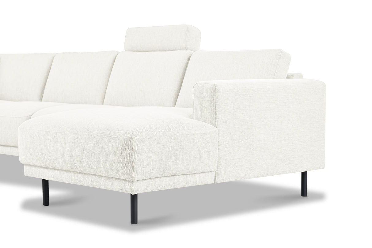 Moderne U-Bank Hoekbank Links Beige Stof Aniko 310x197x78 cm