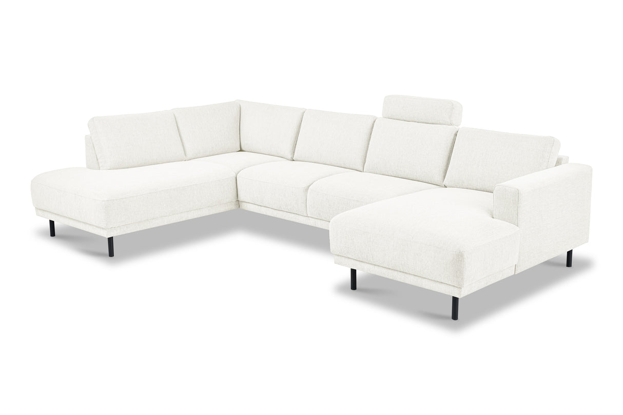 Moderne U-Bank Hoekbank Links Beige Stof Aniko 310x197x78 cm