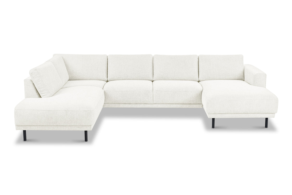 Moderne U-Bank Hoekbank Links Beige Stof Aniko 310x197x78 cm
