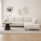 Moderne 3-zits Hoekbank Rechts Beige Stof Aniko met Lounger 240x197x78 cm