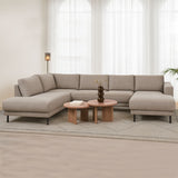 Moderne U-Bank Hoekbank Links Taupe Stof Aniko 310x197x78 cm