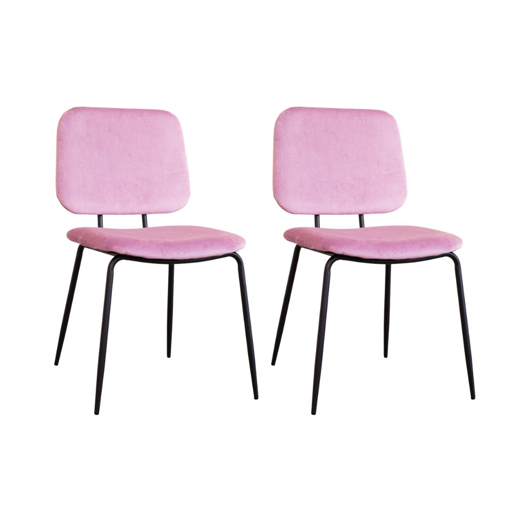 Juego de 2 sillas de comedor Jerry Velvet Pink