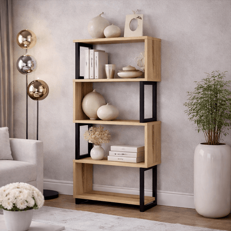 Boekenkasten - Boekenkast Ceylan Walnoot Melamine 80x128x22 cm - Dimehouse
