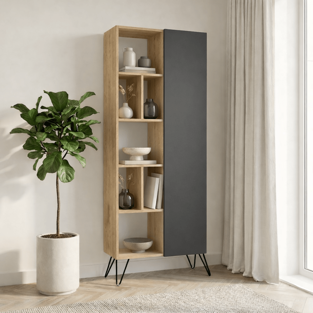 Librería Jedda Eik Anthracite Melamine 79x190x32 cm