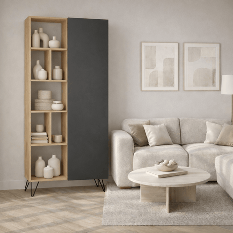 Librería Jedda Eik Anthracite Melamine 79x190x32 cm