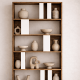 Boekenkasten - Asymmetrische boekenkast wit walnoot melamine Lima 90x180x20 cm - Dimehouse