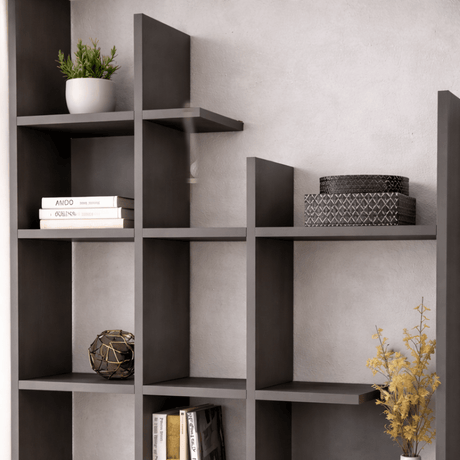 Librería melamina antracita Manco 122x188x25,5 cm