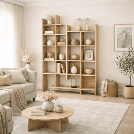Librería melamina aspecto roble Manco 122x188x25,5 cm