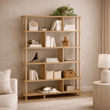 Librería Japandi pino melamina Meta 120x168,5x28 cm
