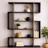 Boekenkasten - Boekenkast Mito Antraciet Bruin Melamine 110x161x25,5 cm - Dimehouse