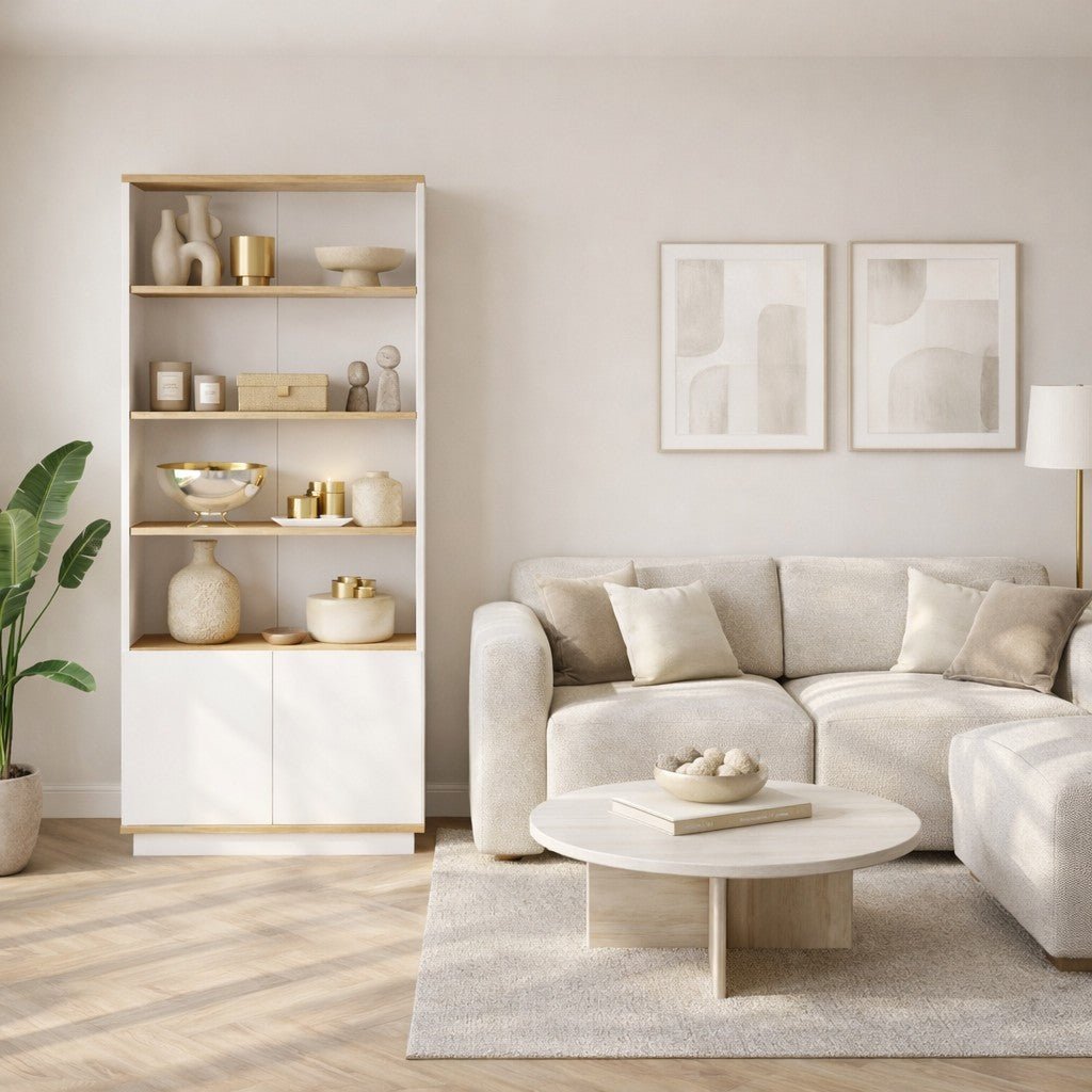 Boekenkasten - Boekenkast Nautica Atlantisch Dennenhout Wit Melamine 75x168,3x26,8 cm - Dimehouse