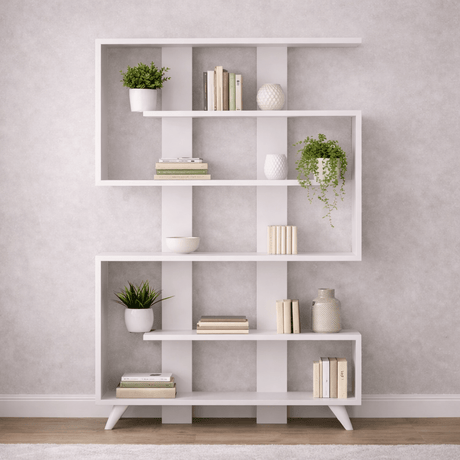 Librería Melamina blanca de lluvia 120x162x20 cm