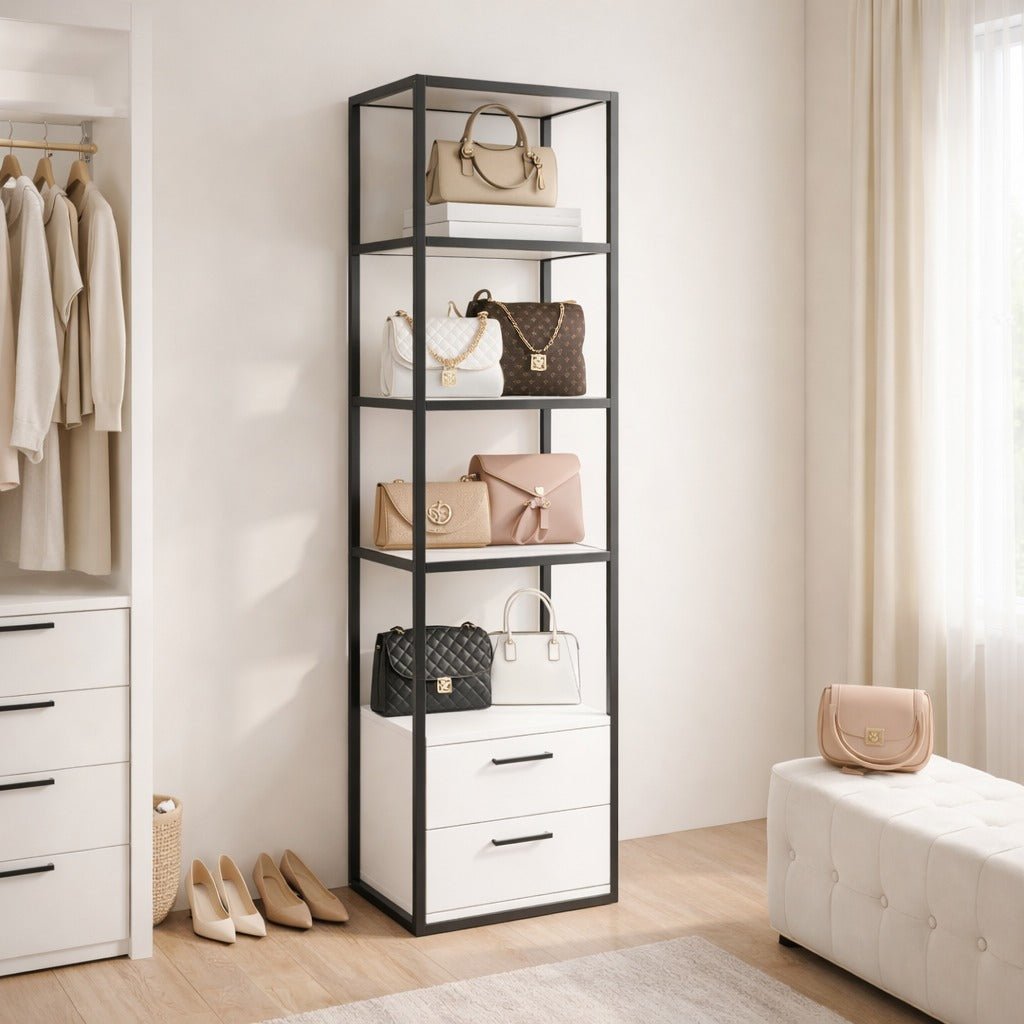 Librería Robbins Black Black White Melamine 39x160x39 cm