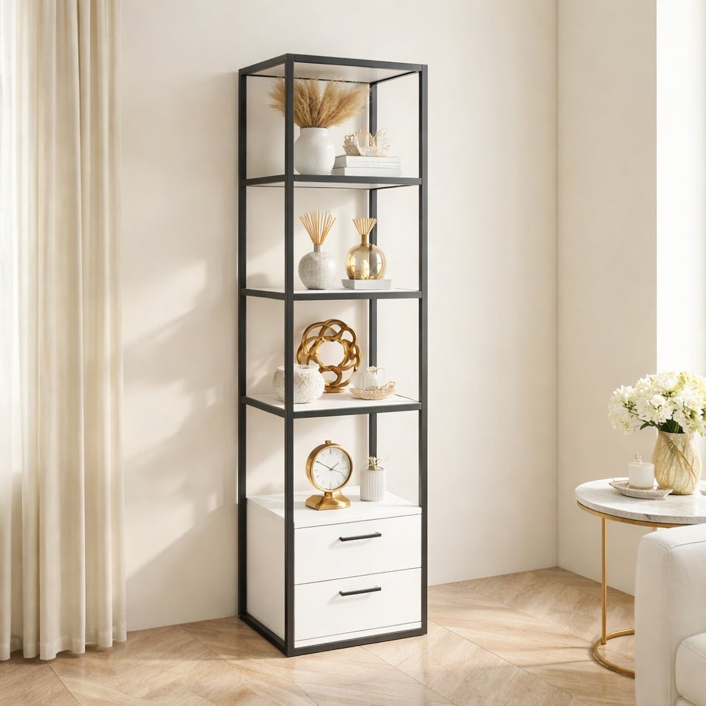 Librería Robbins Black Black White Melamine 39x160x39 cm