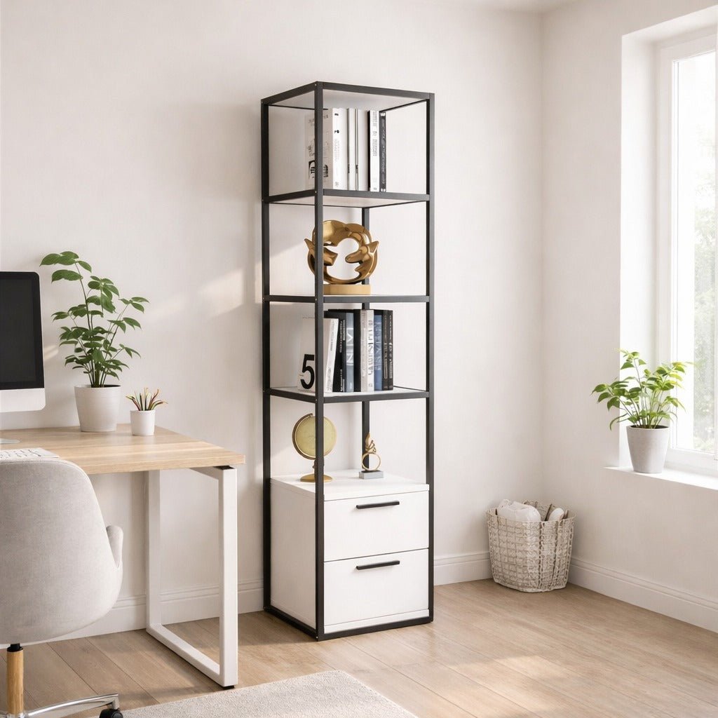 Librería Robbins Black Black White Melamine 39x160x39 cm